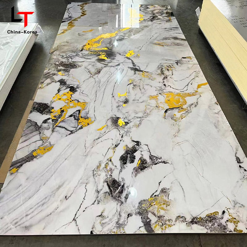 Hindi tinatablan ng tubig 1220×2440mm 3mm PVC UV Board para sa Interior Wall panel Dekorasyon na may High Gloss Finish para sa House Office Design Decor