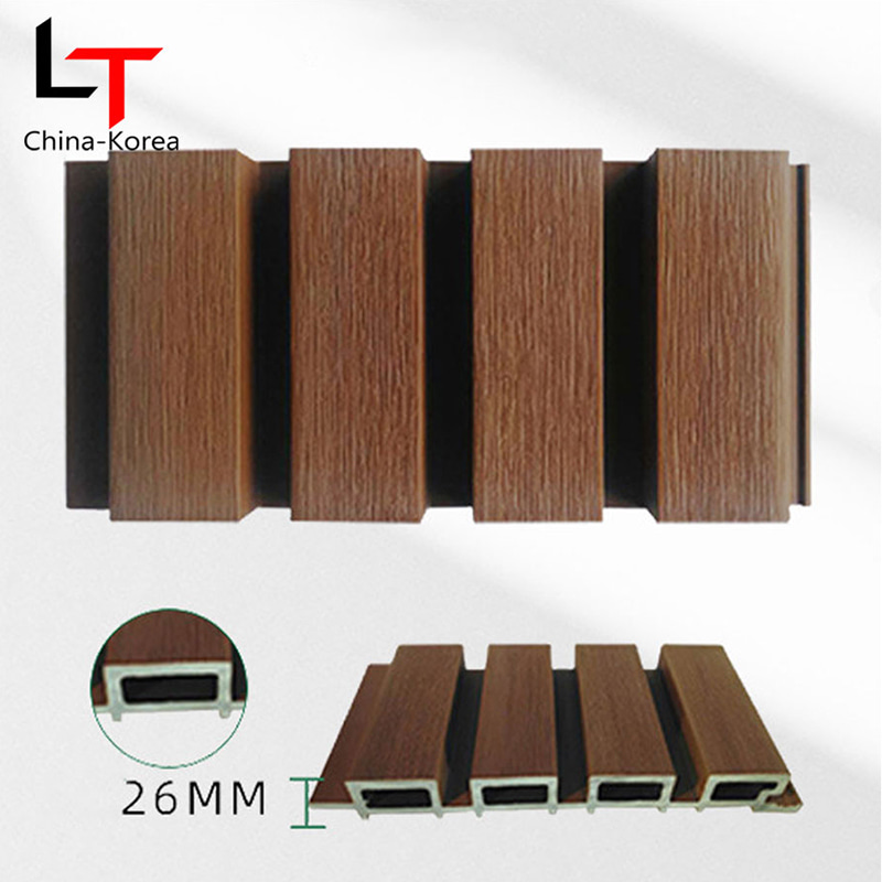 Wood Texture at Black Pattern Exterior Slat Wall Cladding External Decorative House Siding Wpc Fluted Outdoor Wall Panels