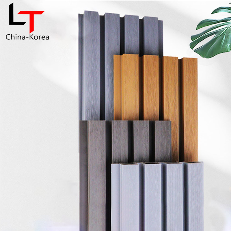Wood Texture at Black Pattern Exterior Slat Wall Cladding External Decorative House Siding Wpc Fluted Outdoor Wall Panels