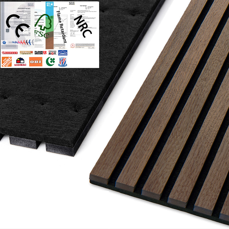 WPC Wall Decor Akupanel 3D Design Interior Polyester Acoustic Panel Mga Wooden Sound Isolation Slat Acoustic Wall Panel