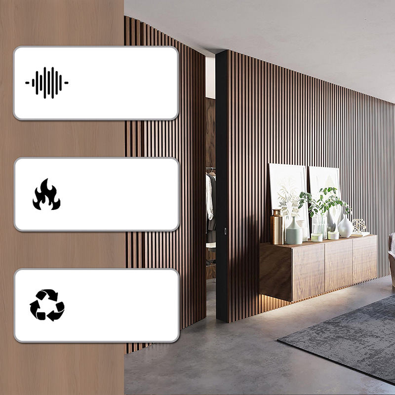 WPC Wall Decor Akupanel 3D Design Interior Polyester Acoustic Panel Mga Wooden Sound Isolation Slat Acoustic Wall Panel