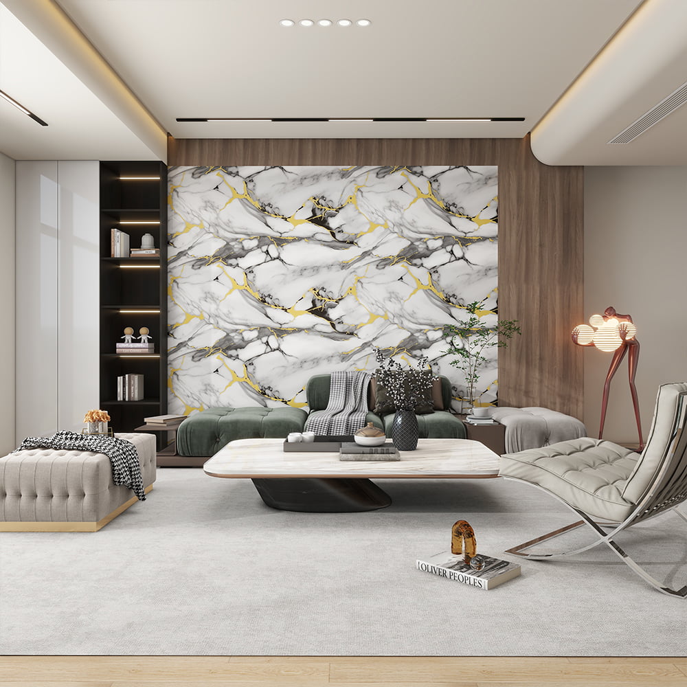 Modernong High Glossy Marble Wallpaper Roll PVC Self Adhesive Waterproof Interior Home Dekorasyon na Marble Sheet Sticker