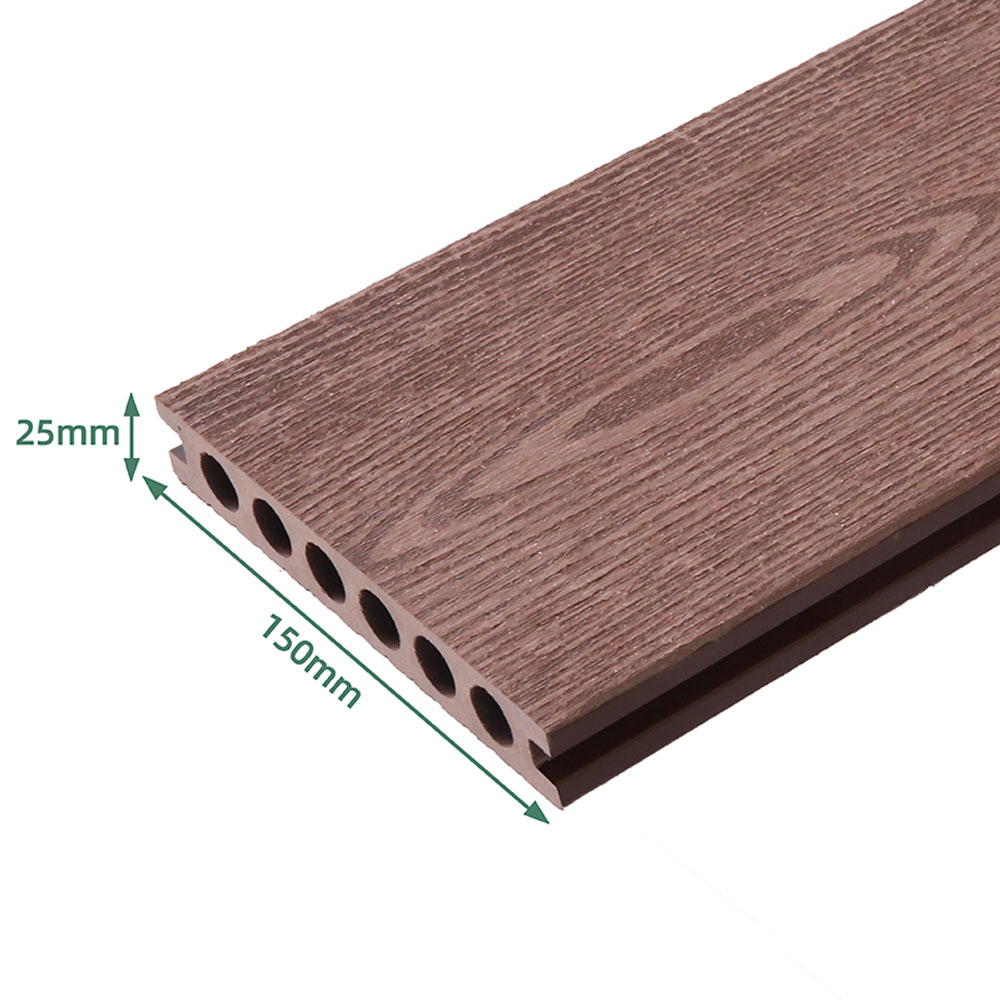 Interlock Wpc Outdoor Decking 3D Embossing Wood Grain Composite Decking Board Wood Plastic Texture Flooring